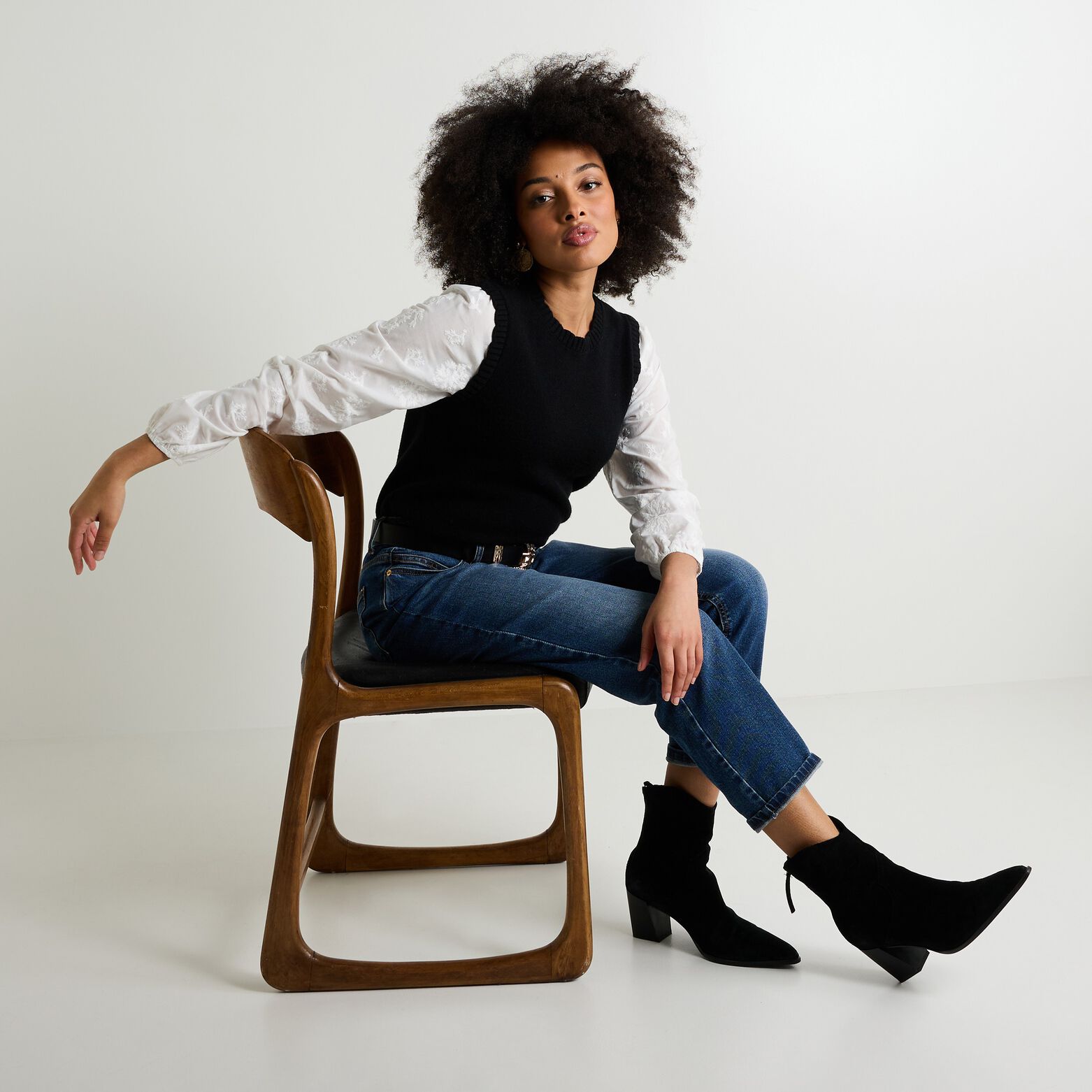 Pull bi-matière femme
