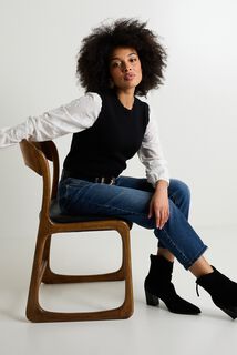 Pull bi-matière femme