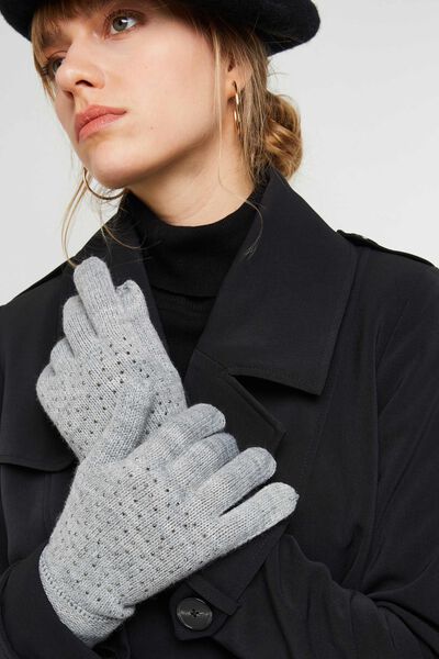 Gants tricots gris femme