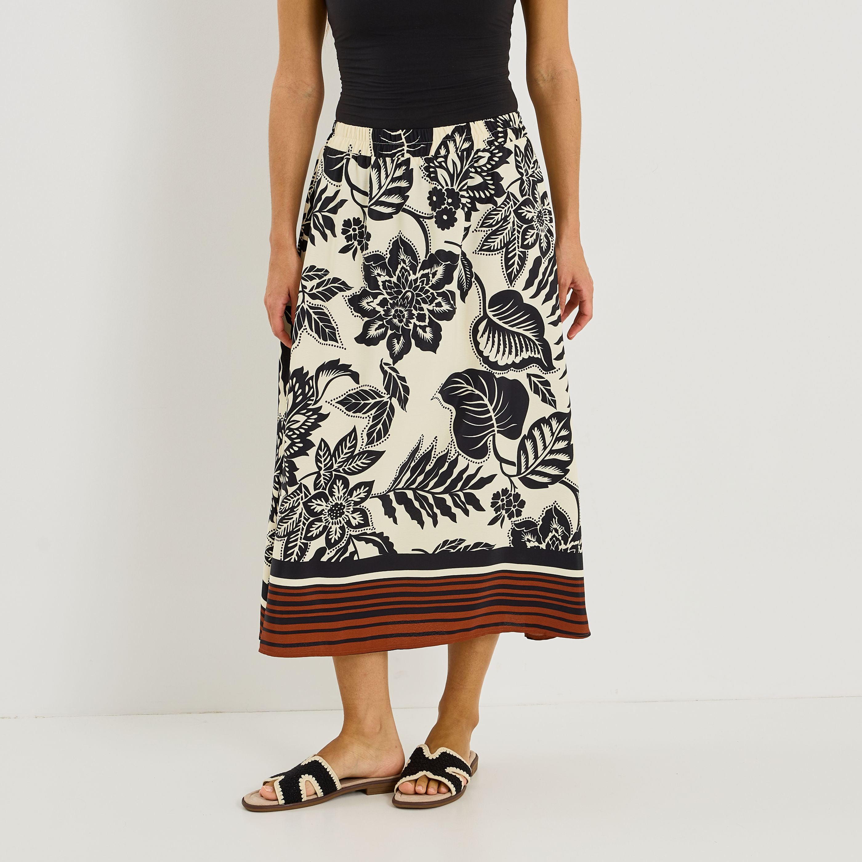 Jupe longue imprim&eacute; floral
