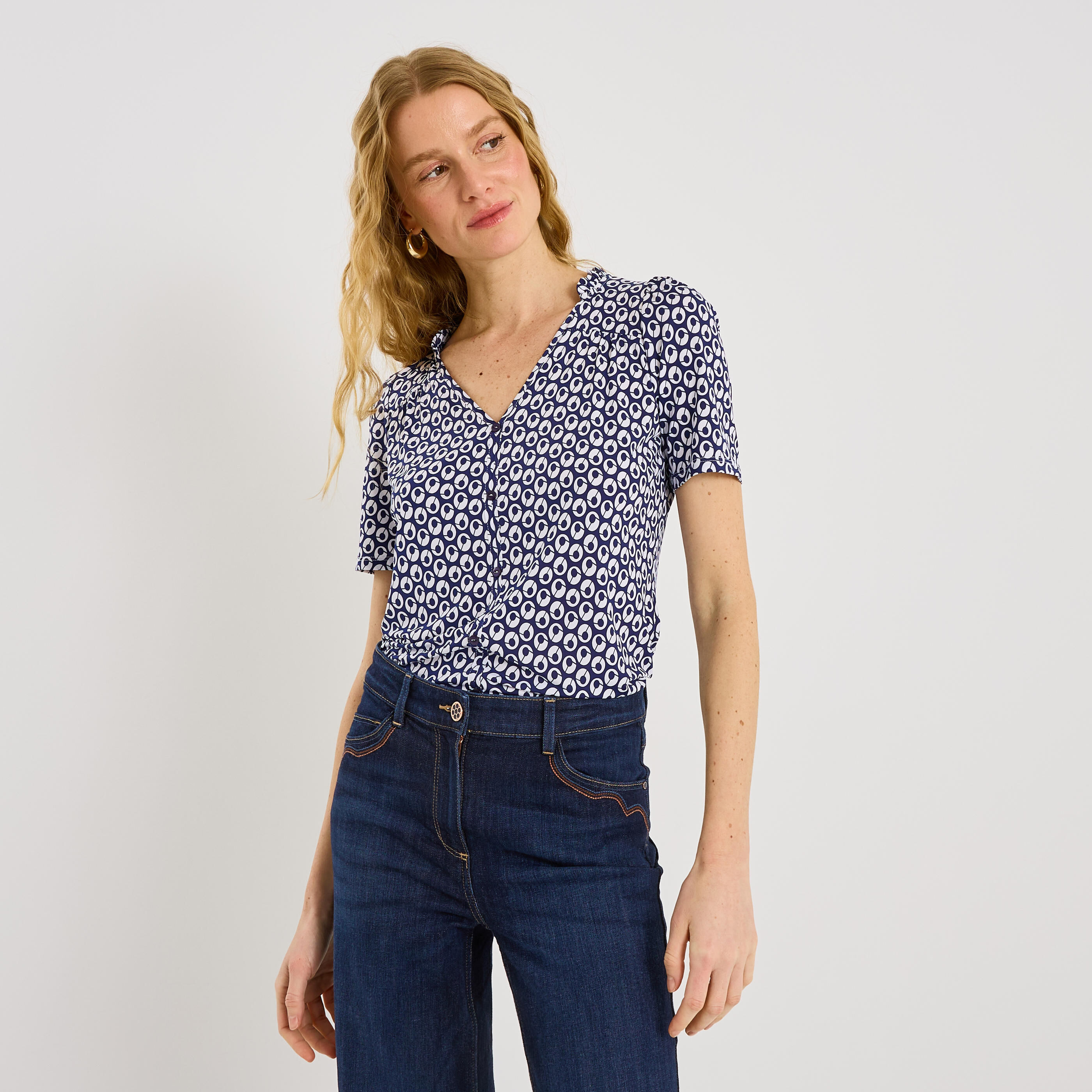 Blouse col V femme