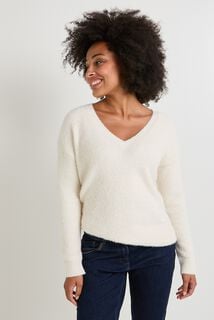 Pull col V femme