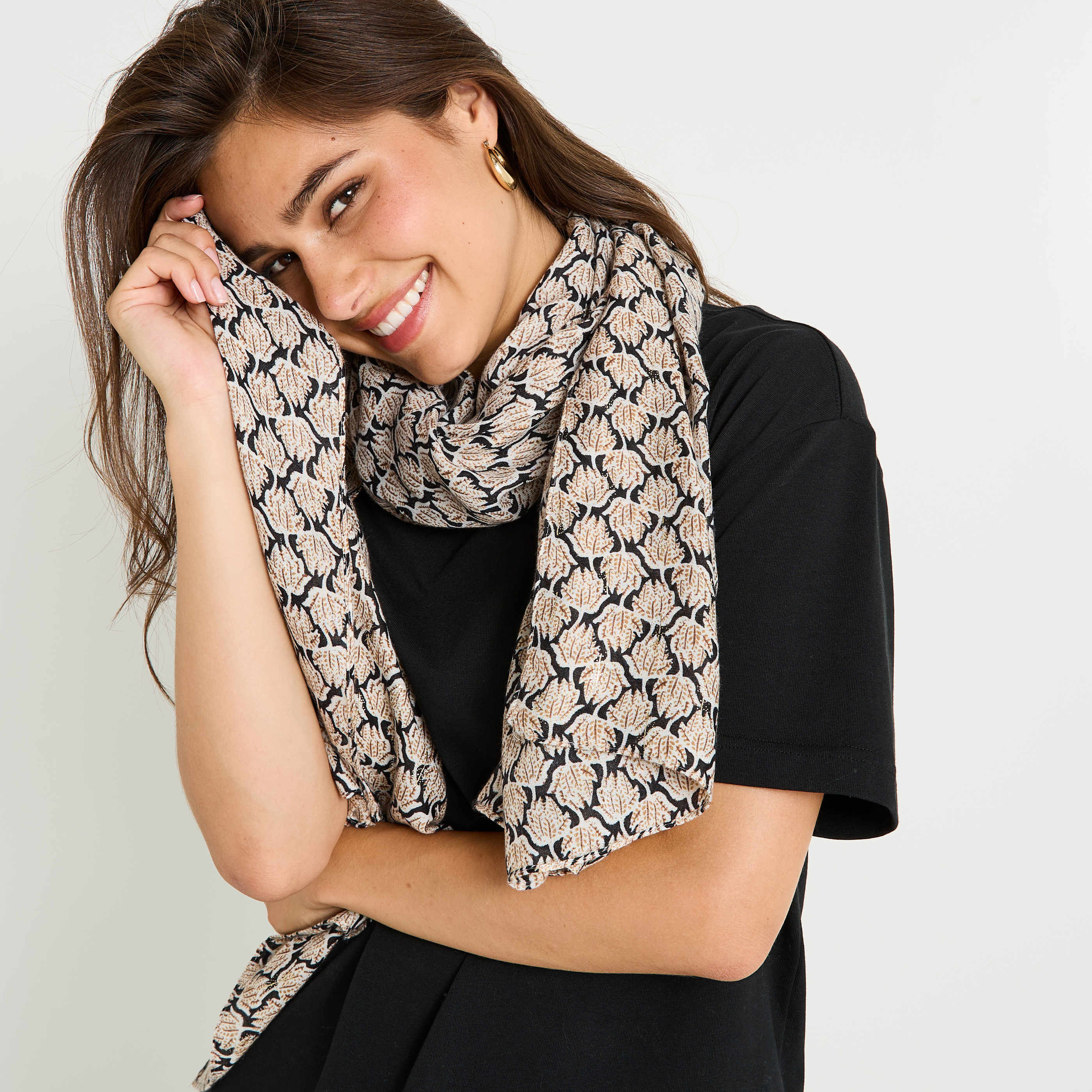 Etole longue imprim&eacute; mini motif feuille