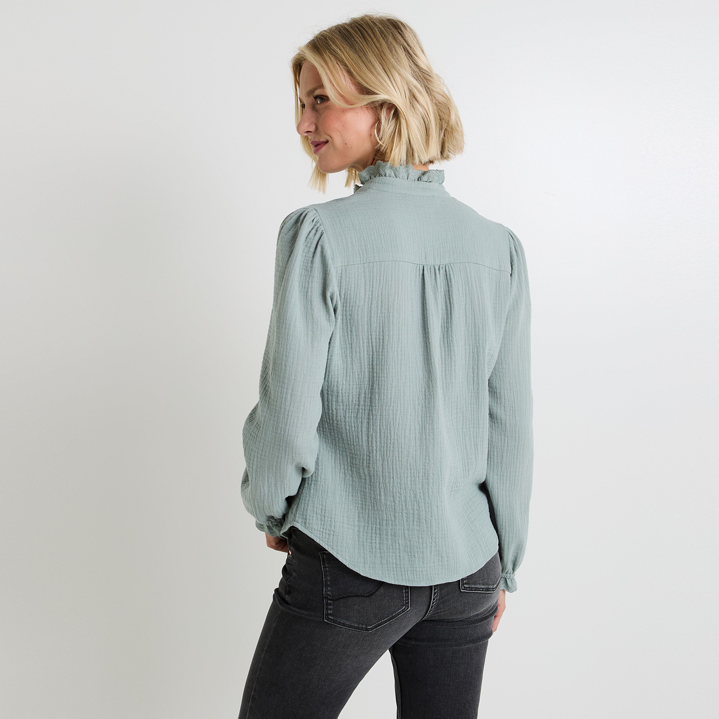 Chemisier col montant femme VERT CLAIR Graindemalice