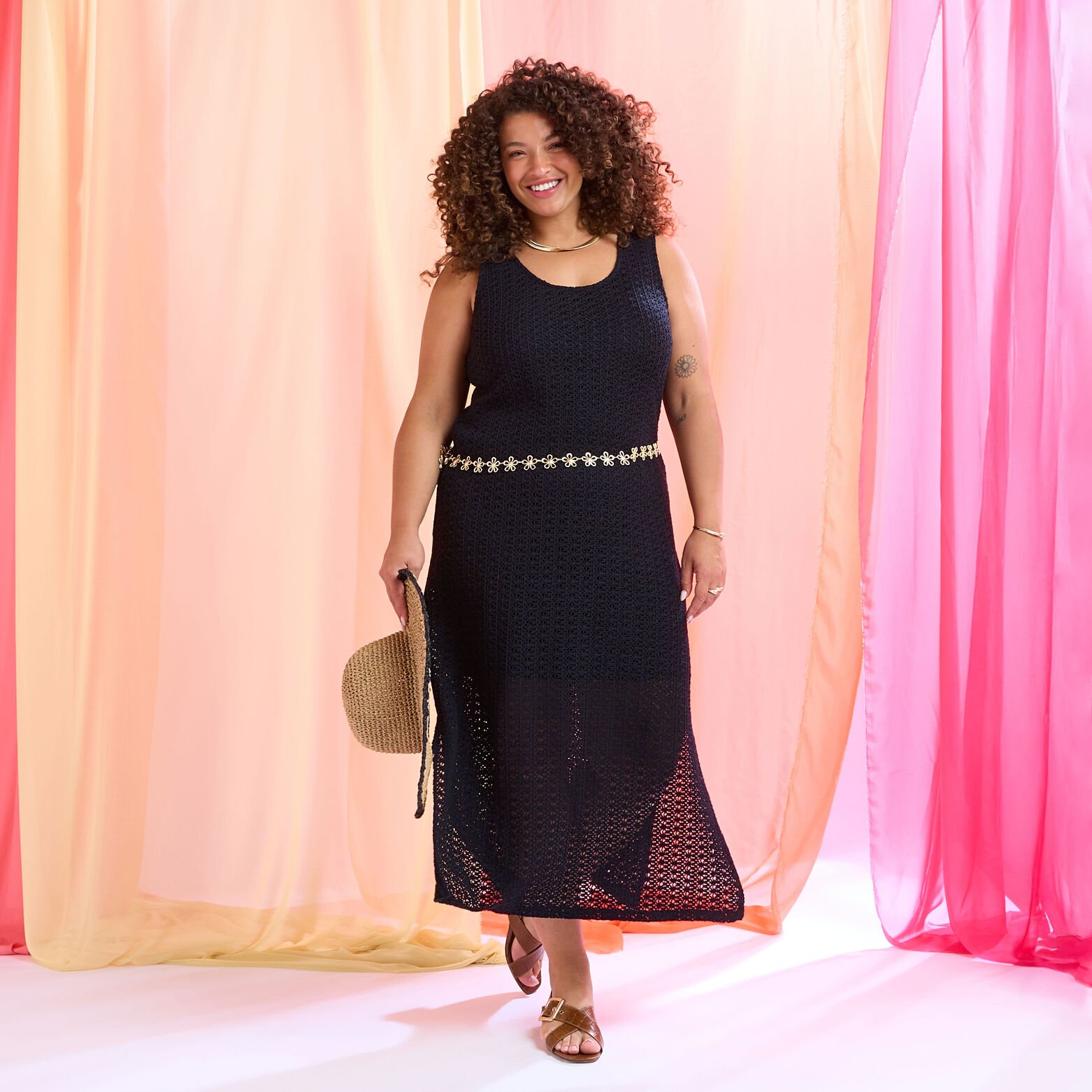 Robe longue en crochet femme