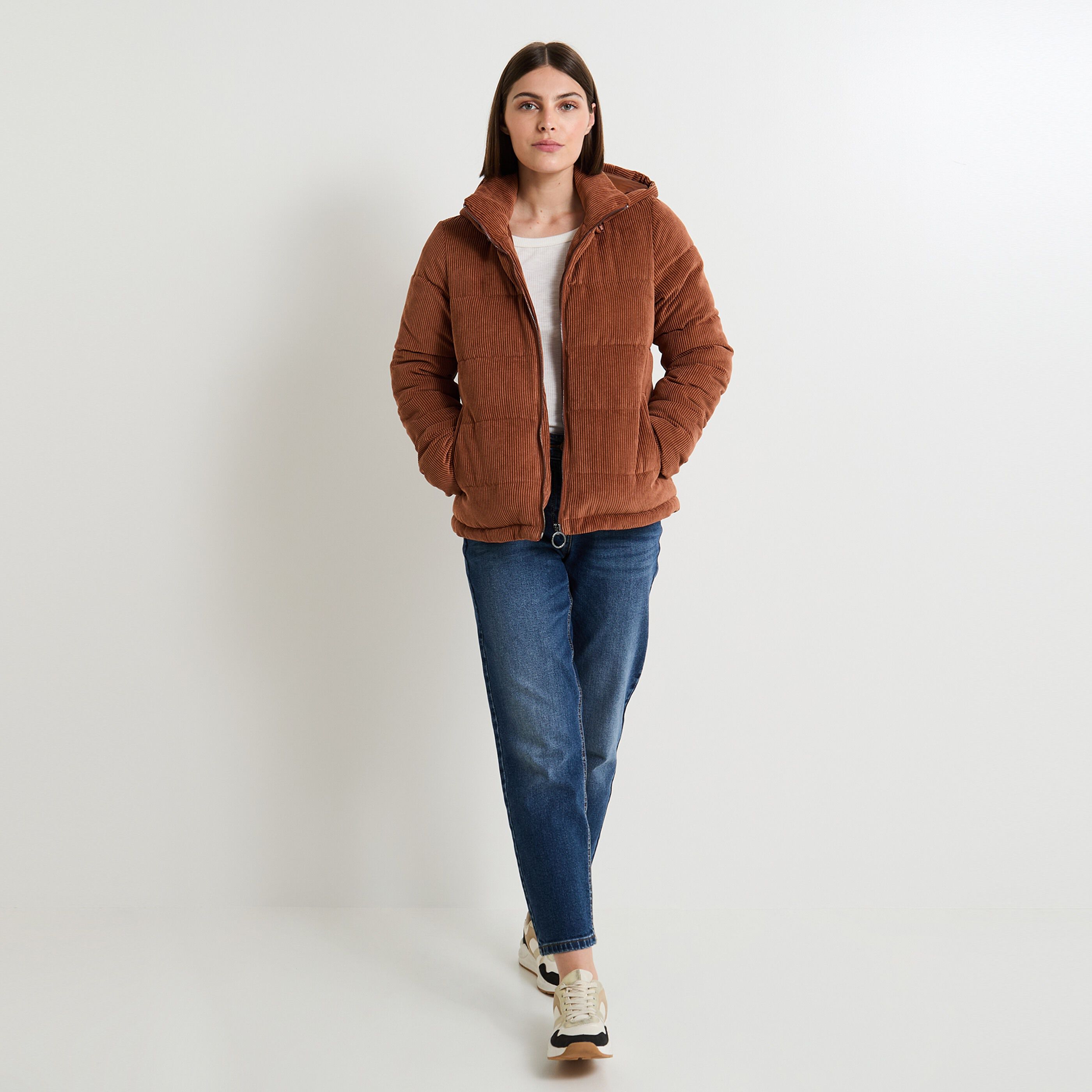 Manteau capuche femme CAMEL Graindemalice