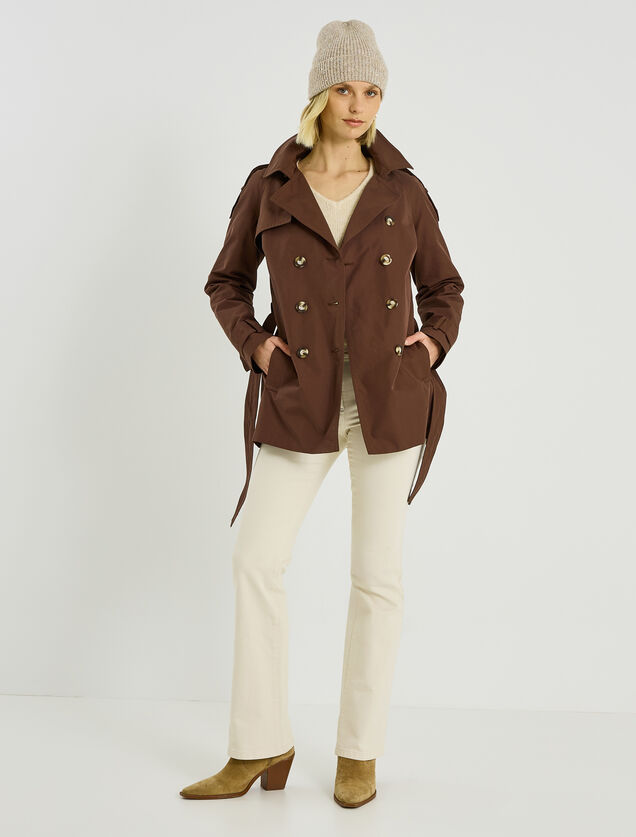 Trench mi-long &agrave; capuche amovible femme