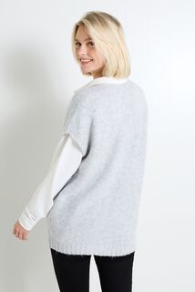 Pull loose col V femme