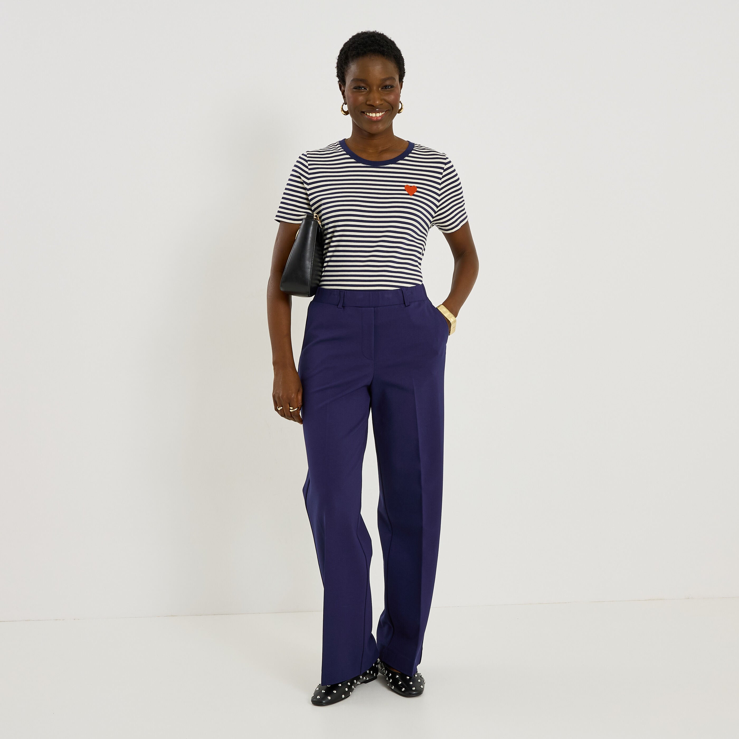 Pantalon palazzo coupe droite femme