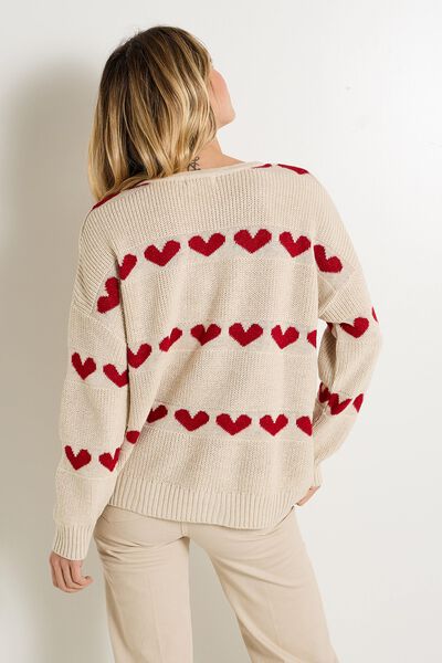 Pull loose col V femme