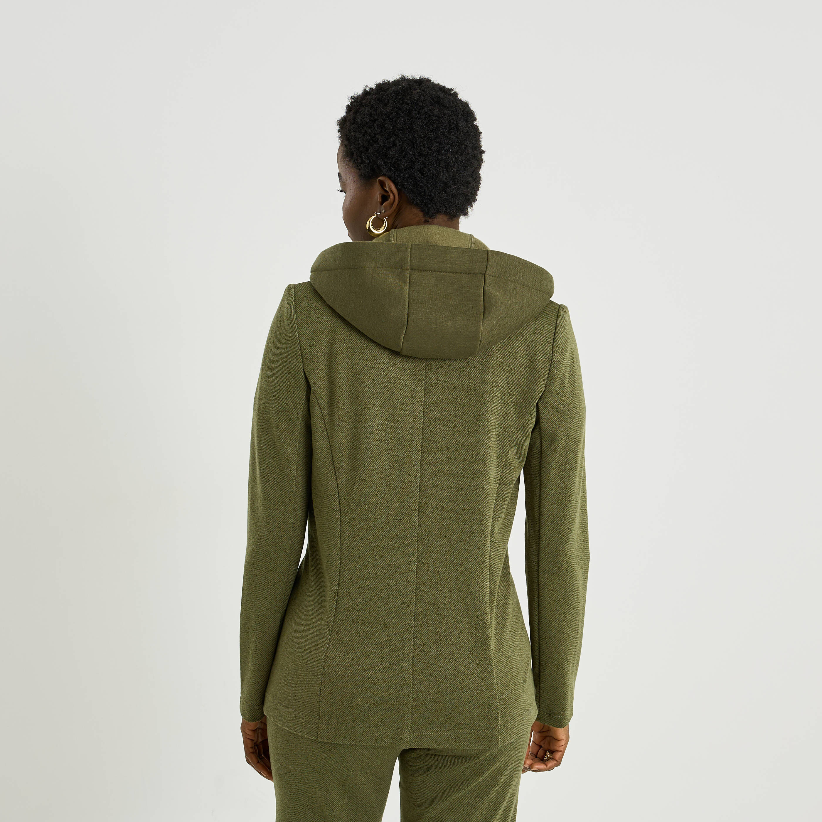 Blazer en maille &agrave; capuche femme