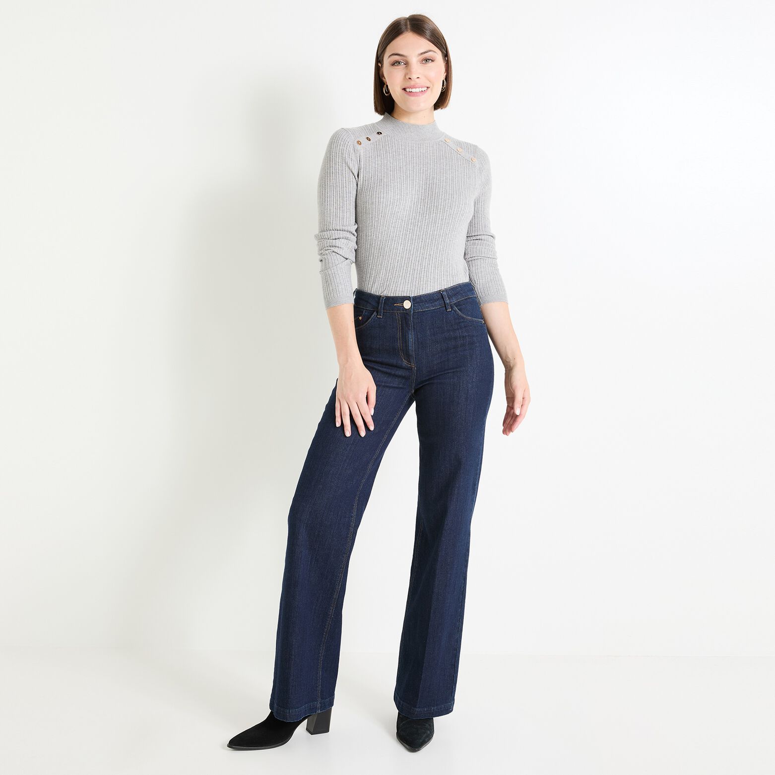 Pull col montant femme