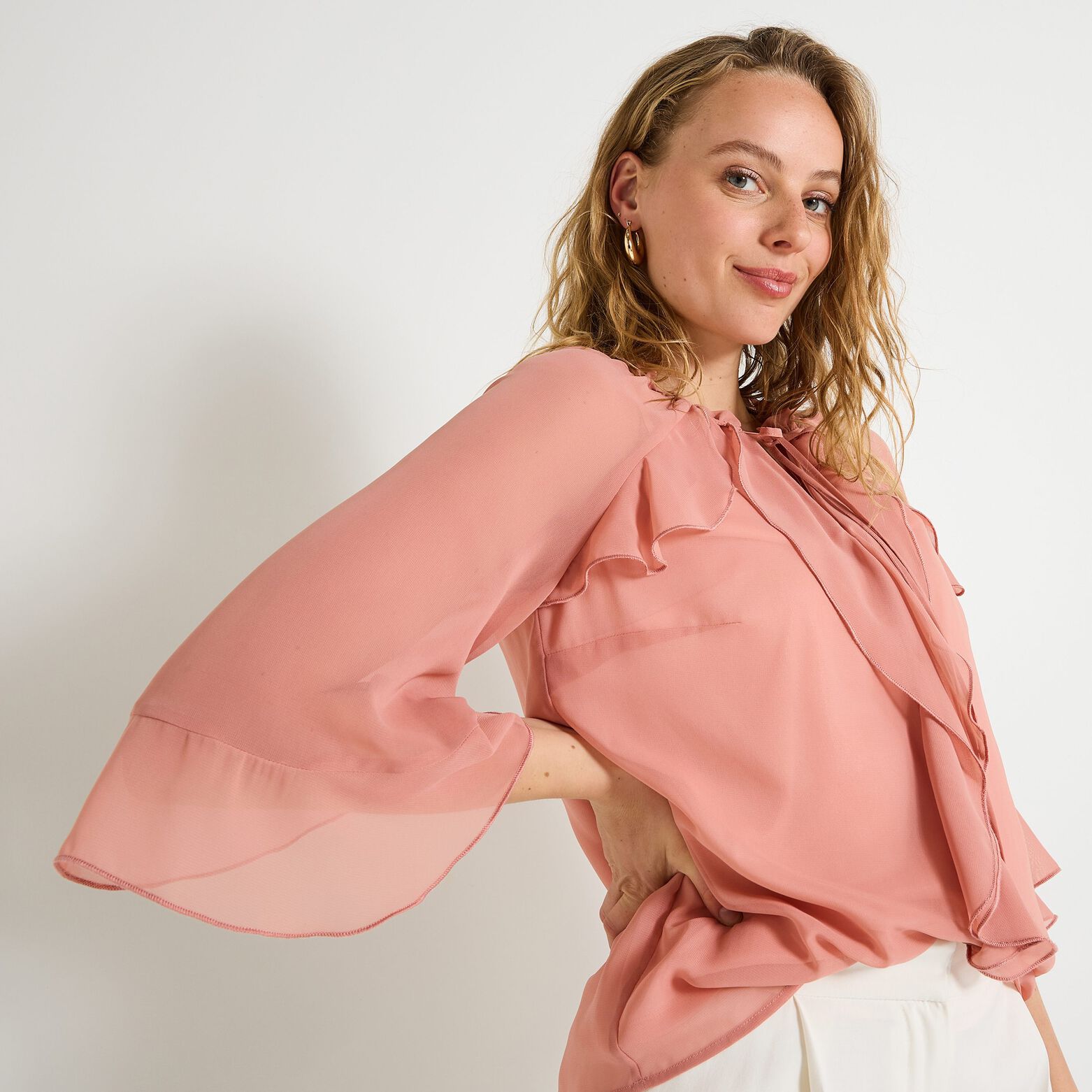 Blouse col V femme