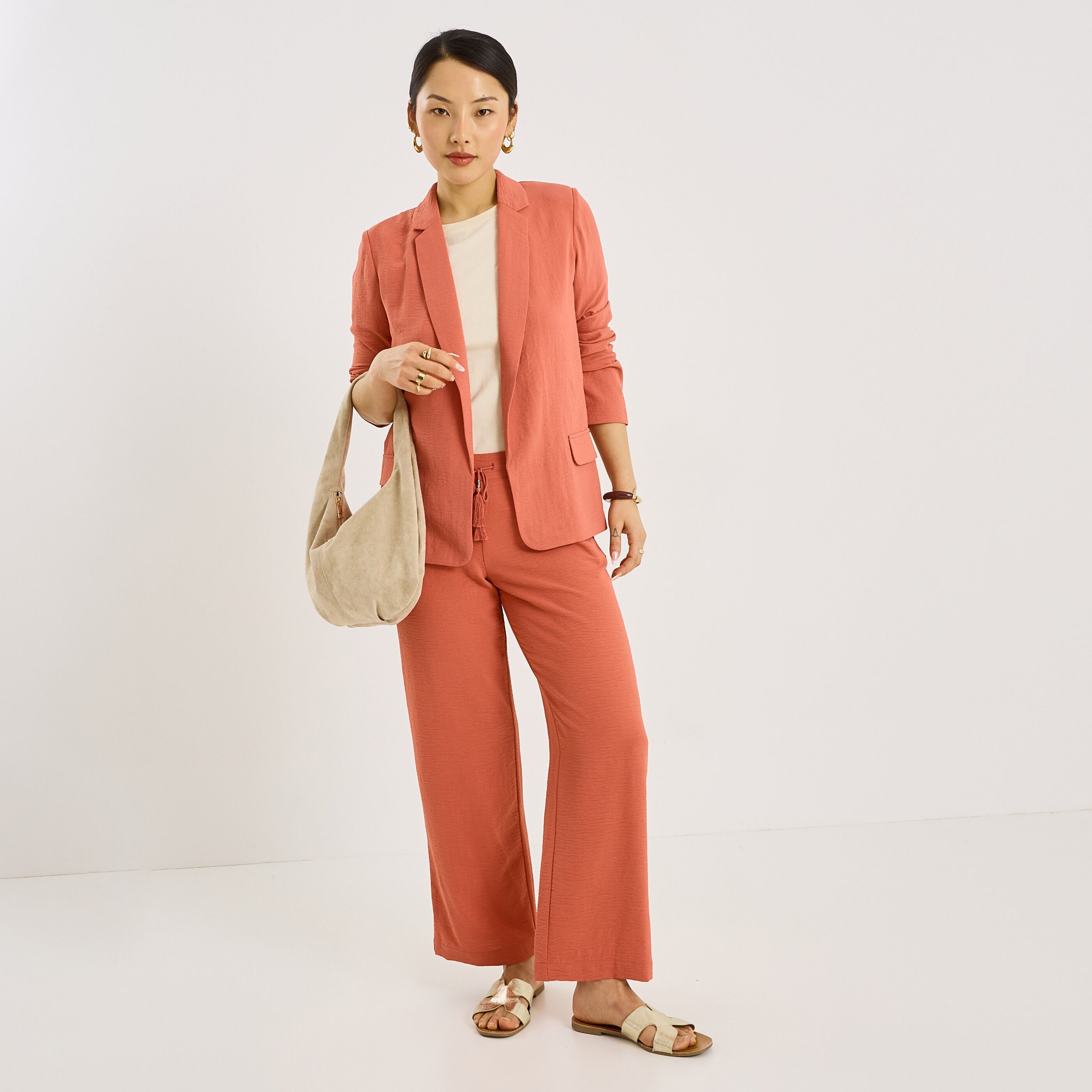 Veste fluide &agrave; col tailleur femme