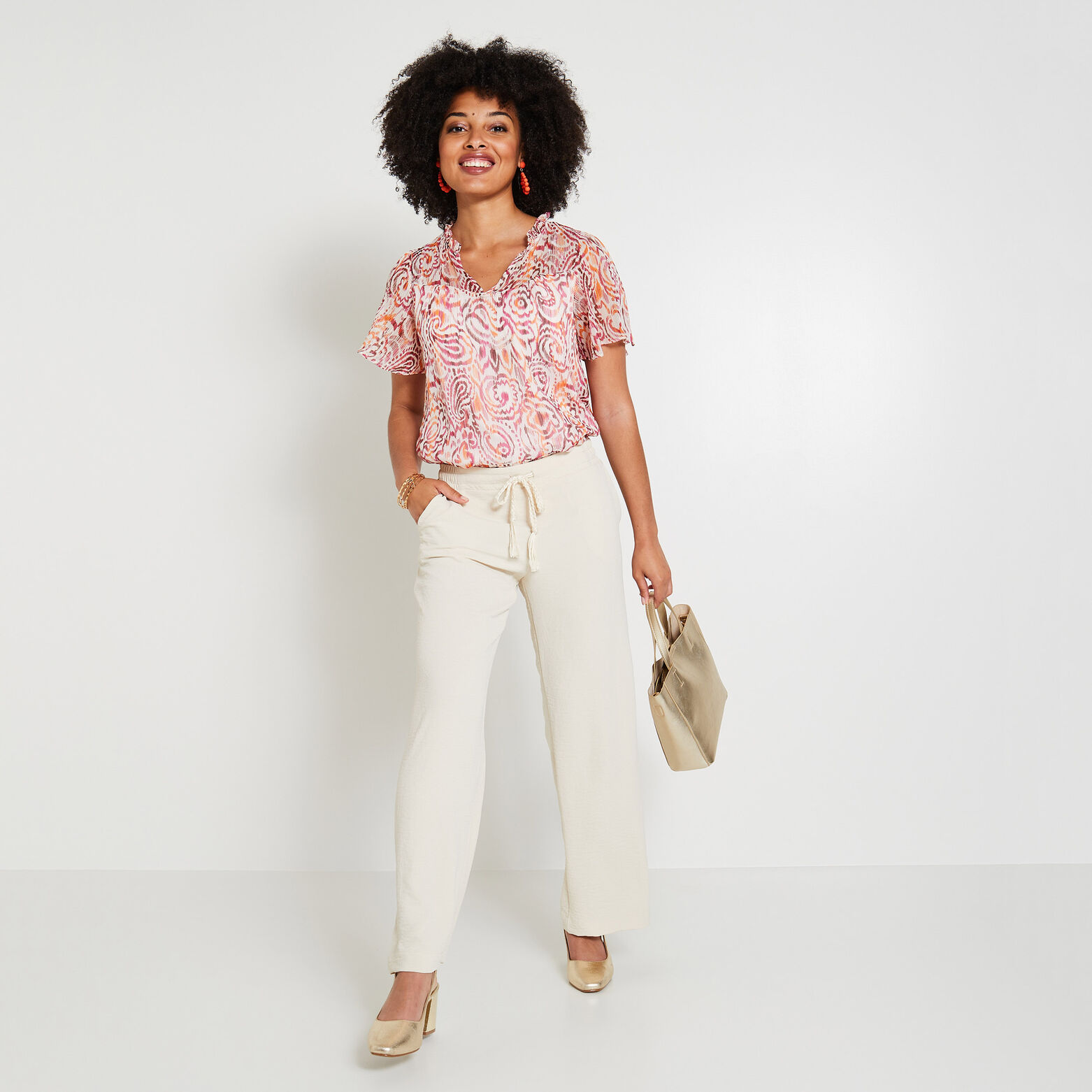 Blouse col V femme