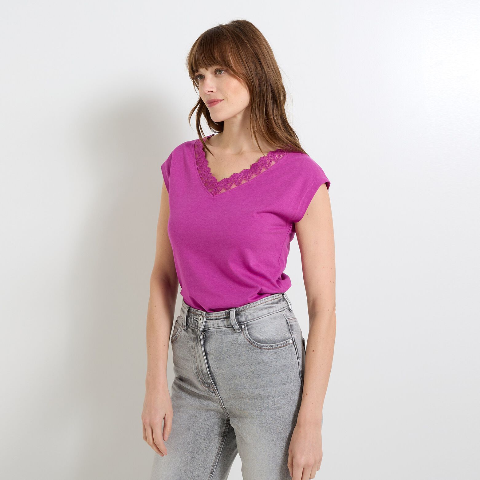 T-shirt col V femme