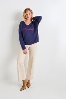 Pull col V femme