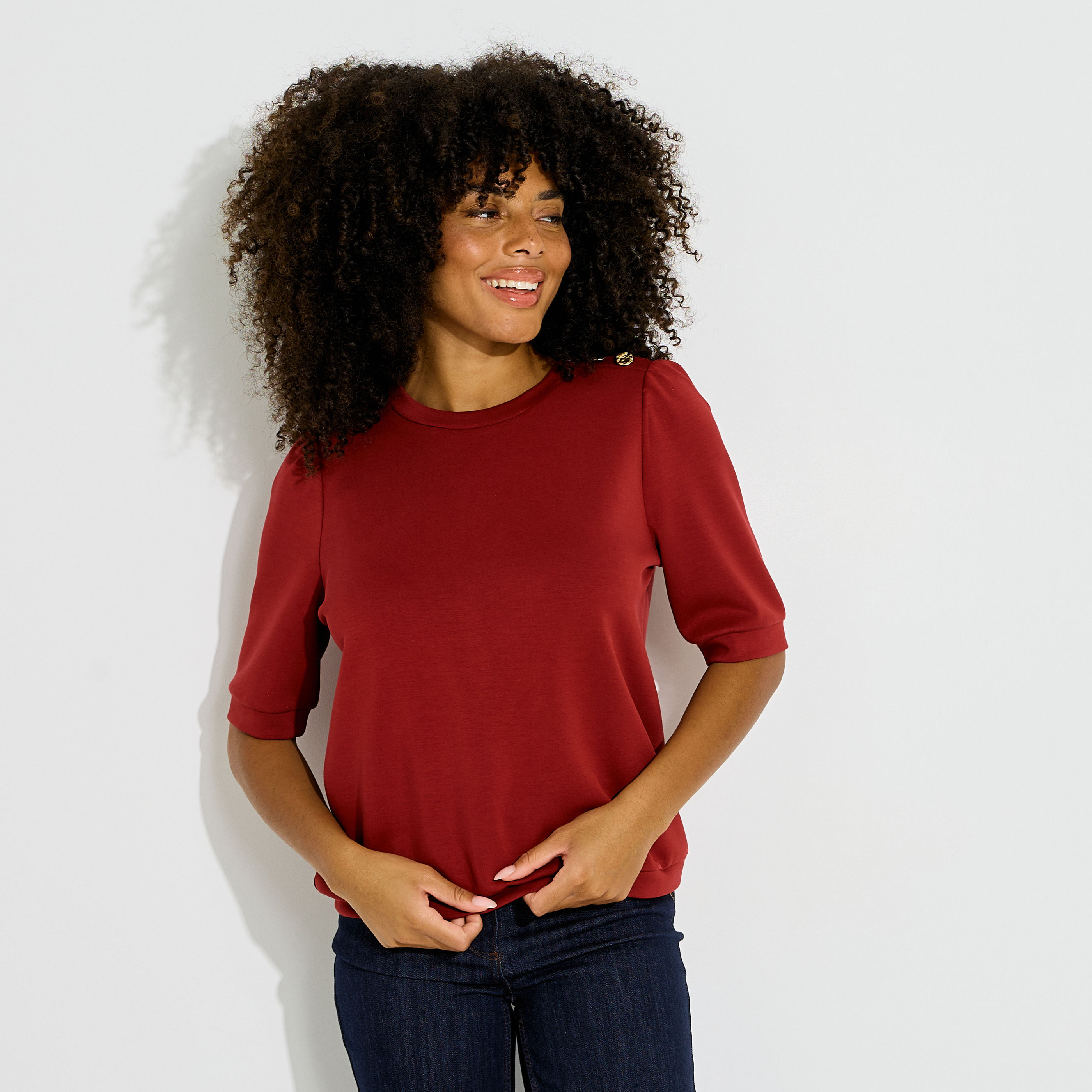 Sweat uni manches courtes femme