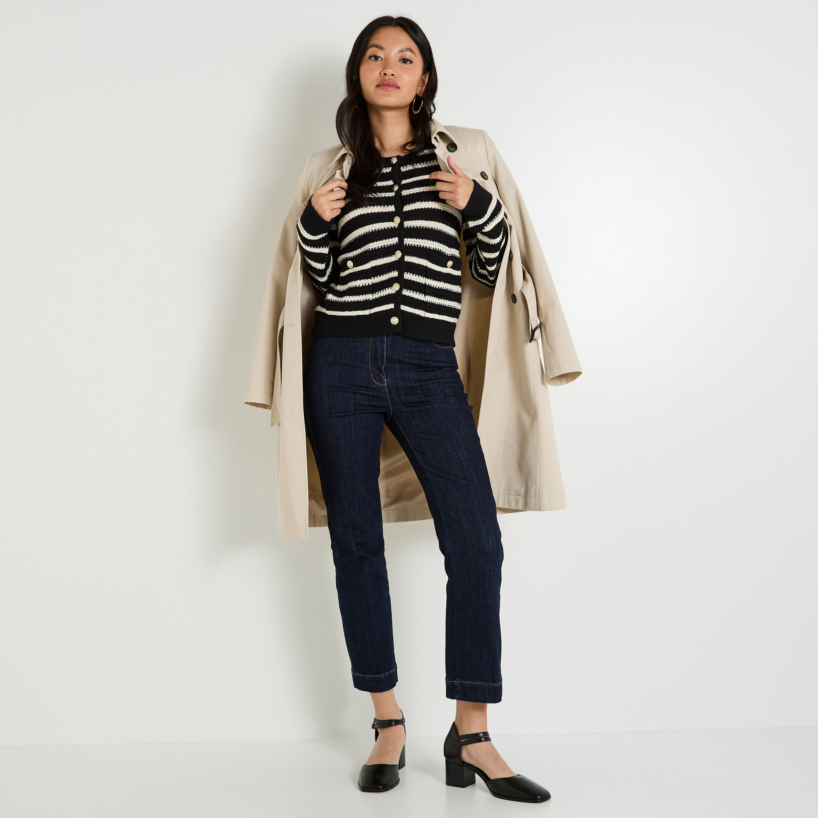 Gilet court bicolore femme