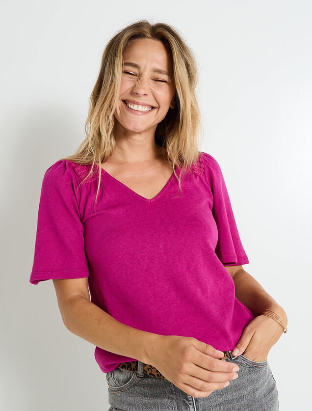 T-shirt manches volantées femme