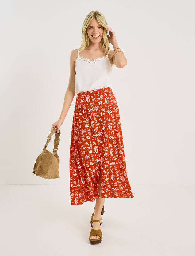 Jupe mi-longue imprim&eacute;e