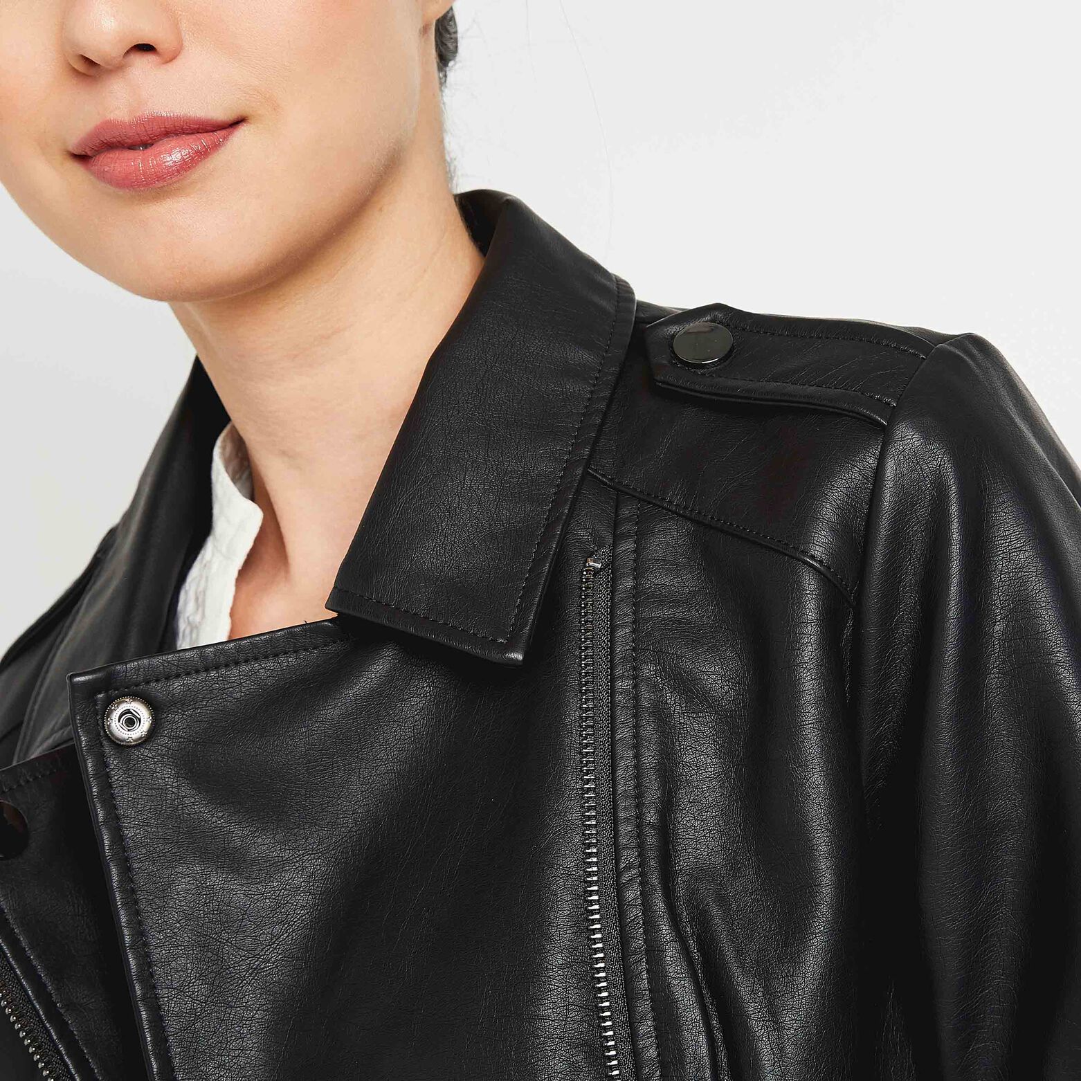Blouson simili noir femme