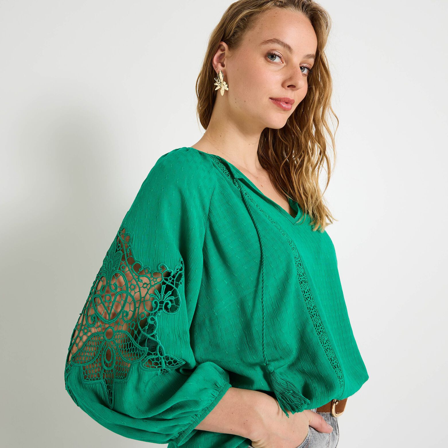 Blouse col V femme