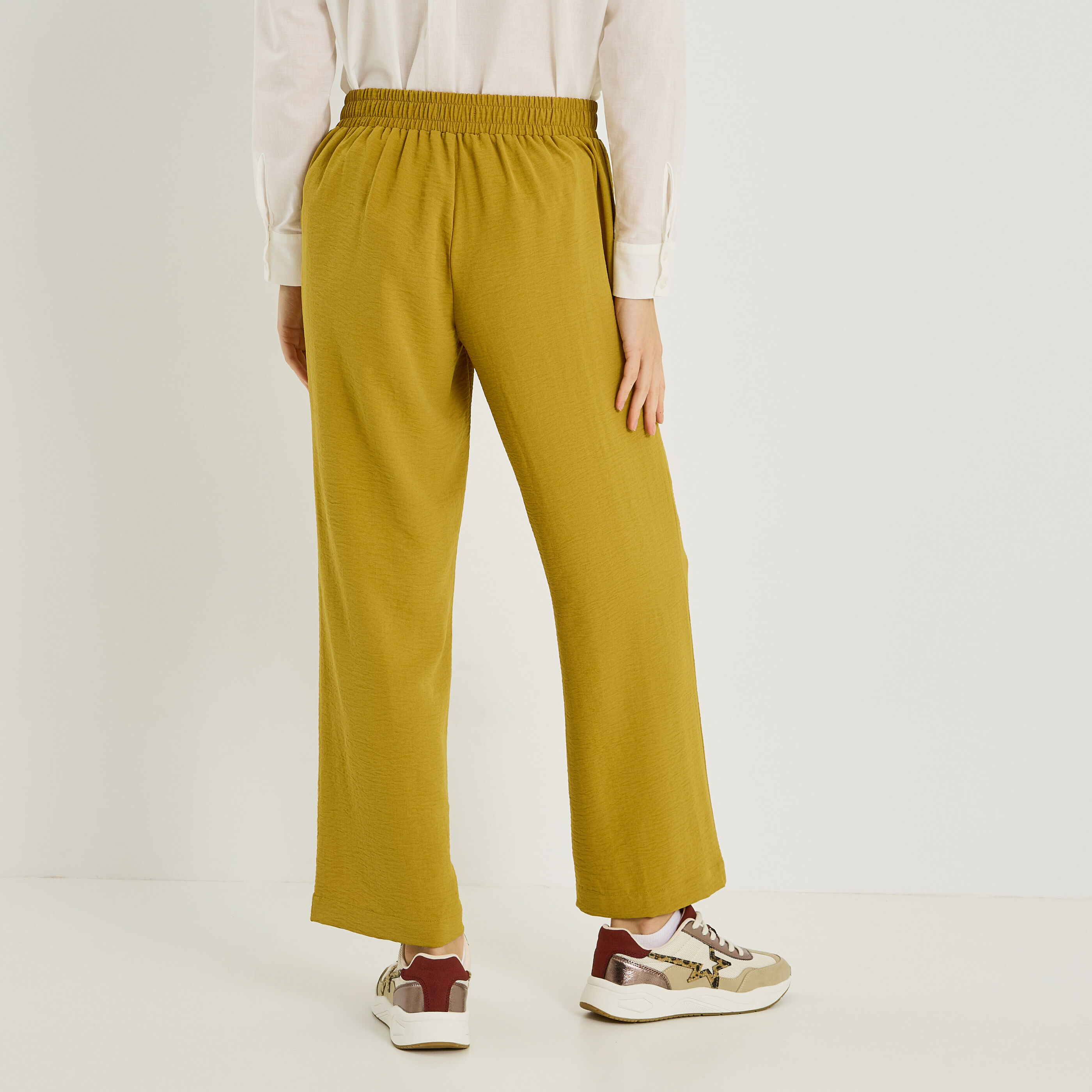 Pantalon fluide taille &eacute;lastiqu&eacute;e femme