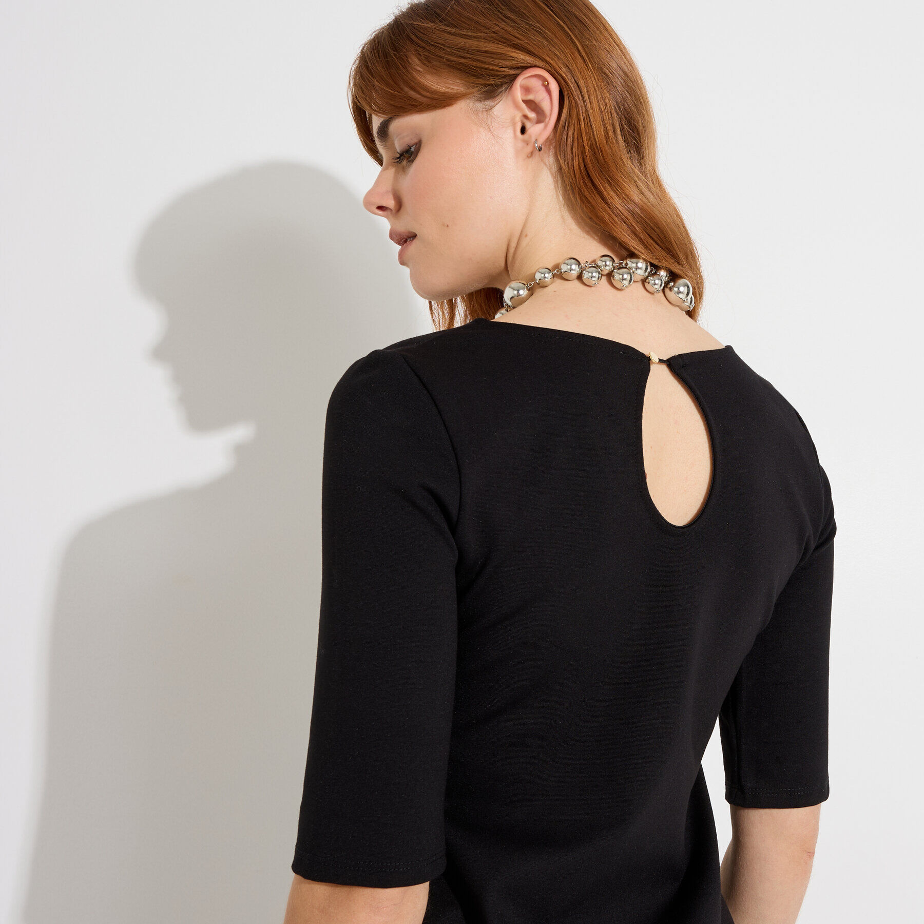 Robe boule en maille &agrave; manches 3/4