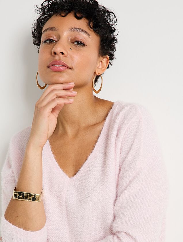 Pull col V femme