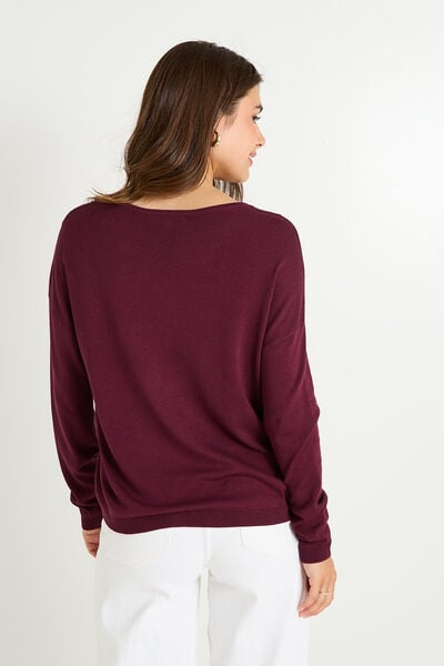 Pull uni à col V femme