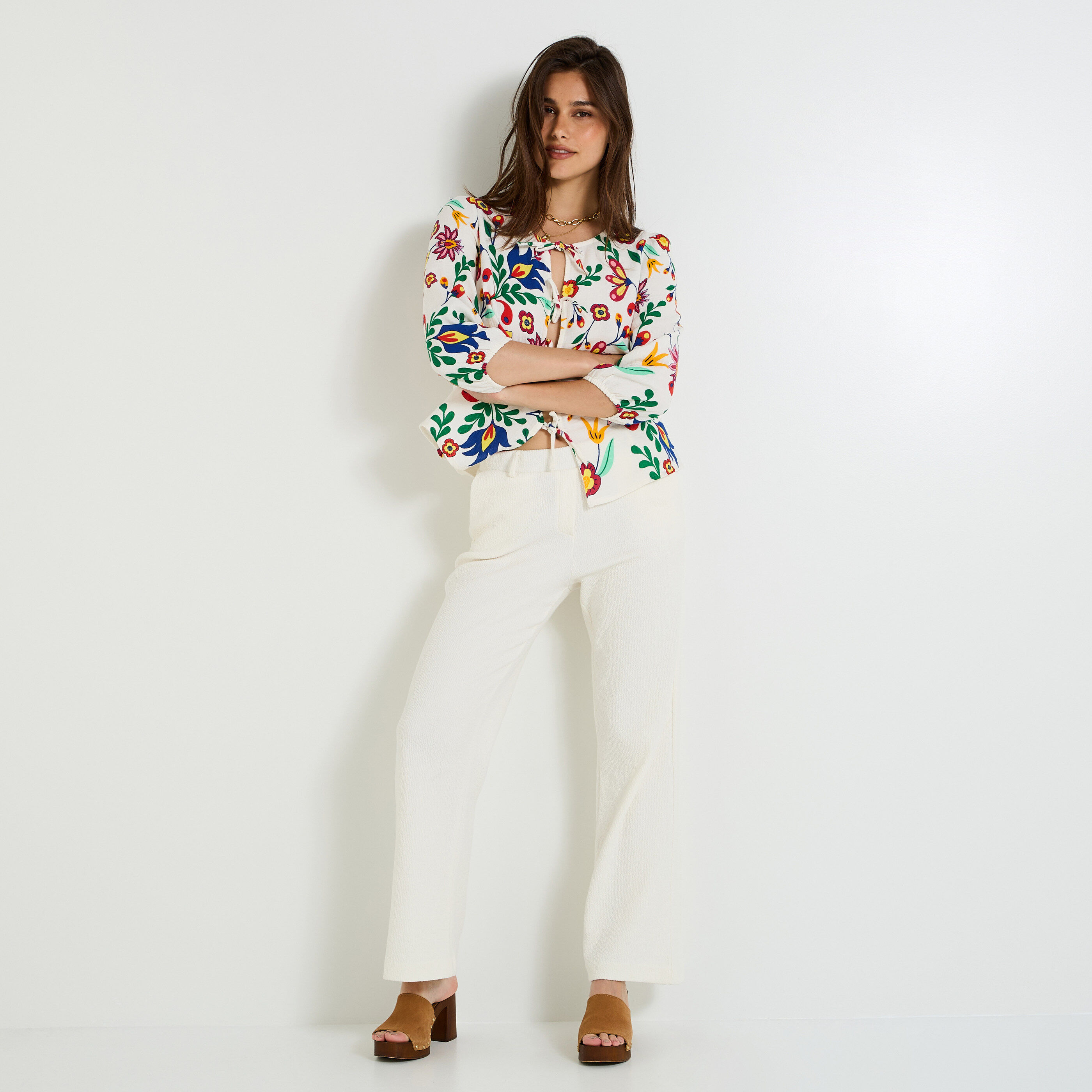 Pantalon large en maille femme