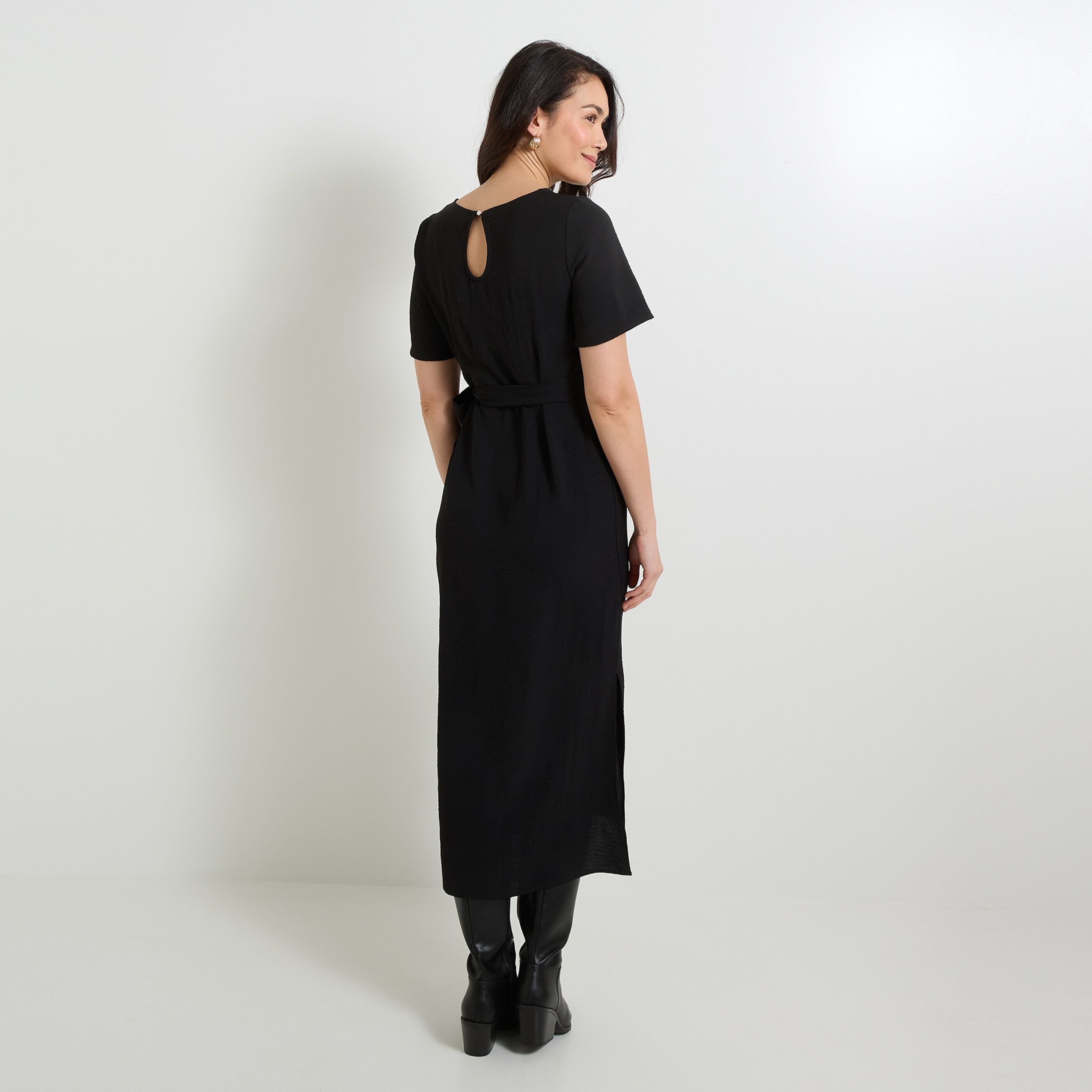 Robe longue drap&eacute;e femme