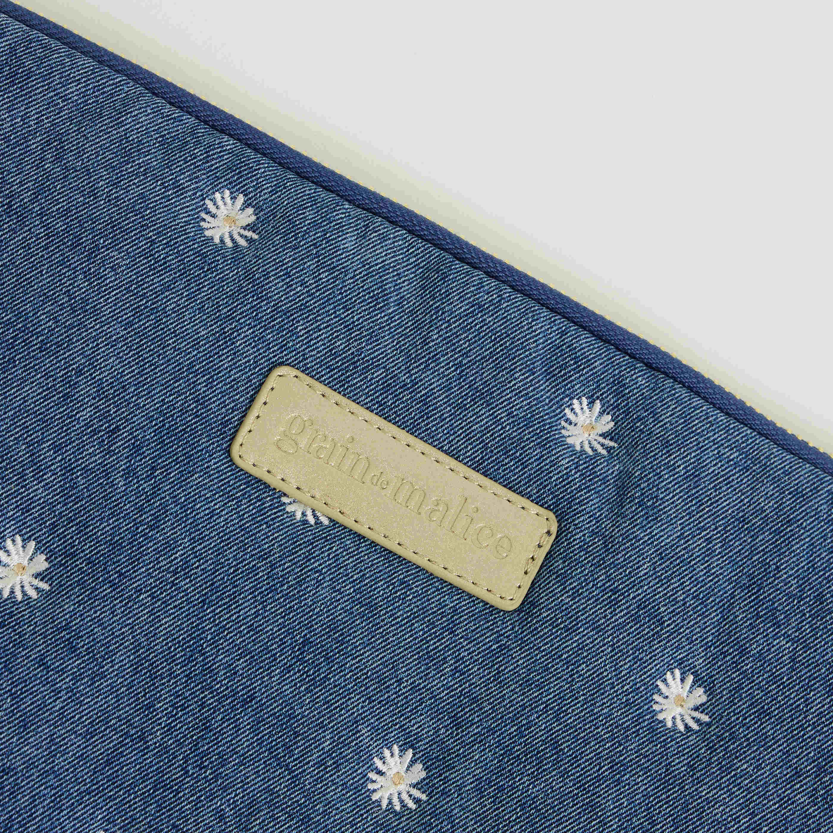 Pochette ordinateur en denim 