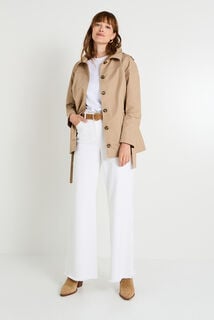 Trench mi-long à capuche femme