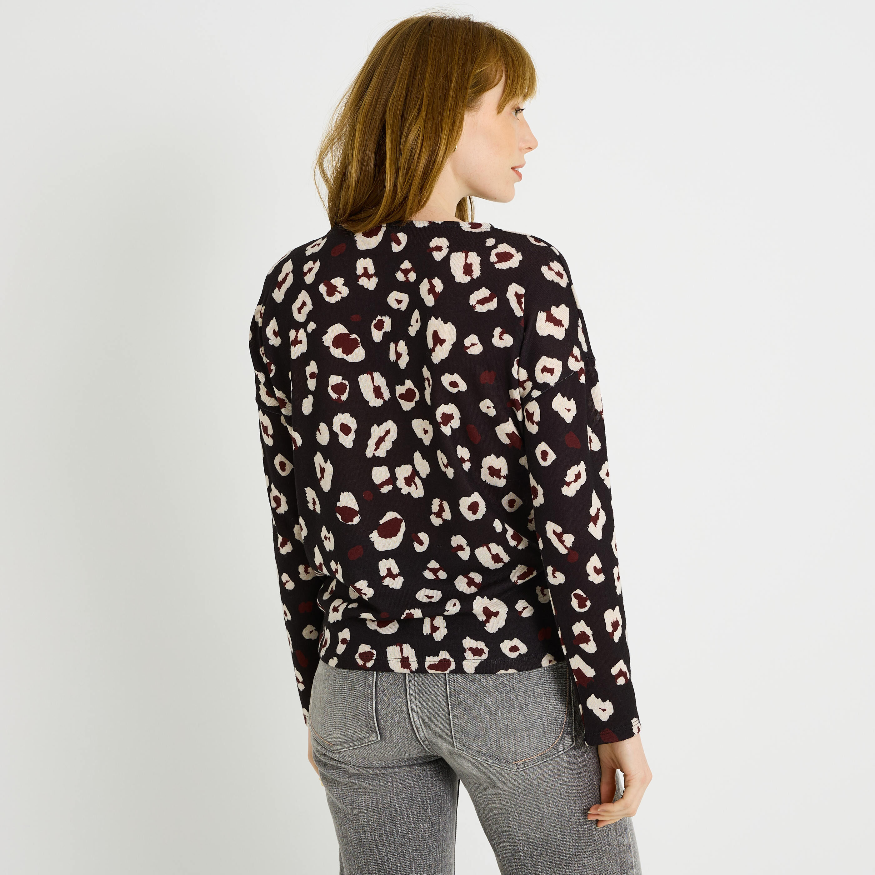 T-shirt doudou imprim&eacute; l&eacute;opard femme