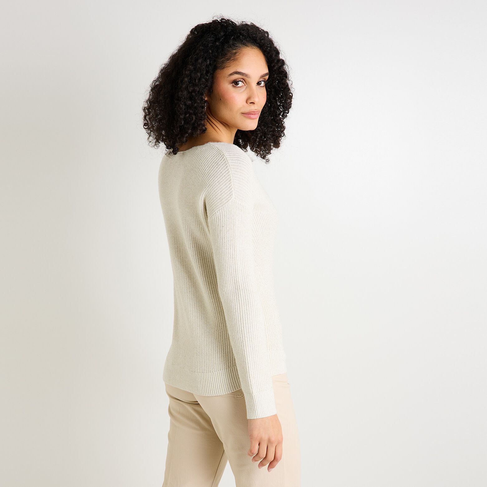 Pull col V femme
