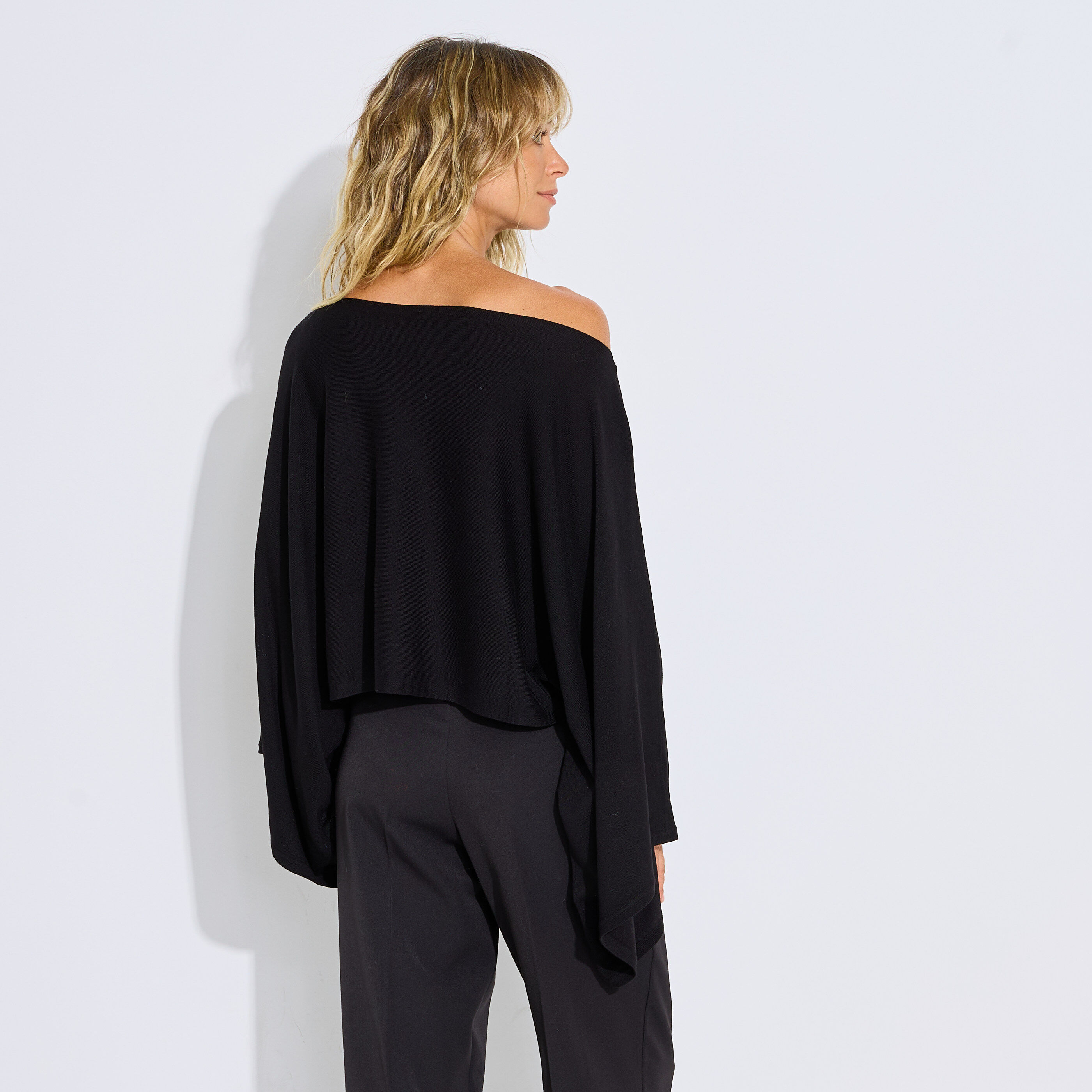 Pull cape col bateau femme