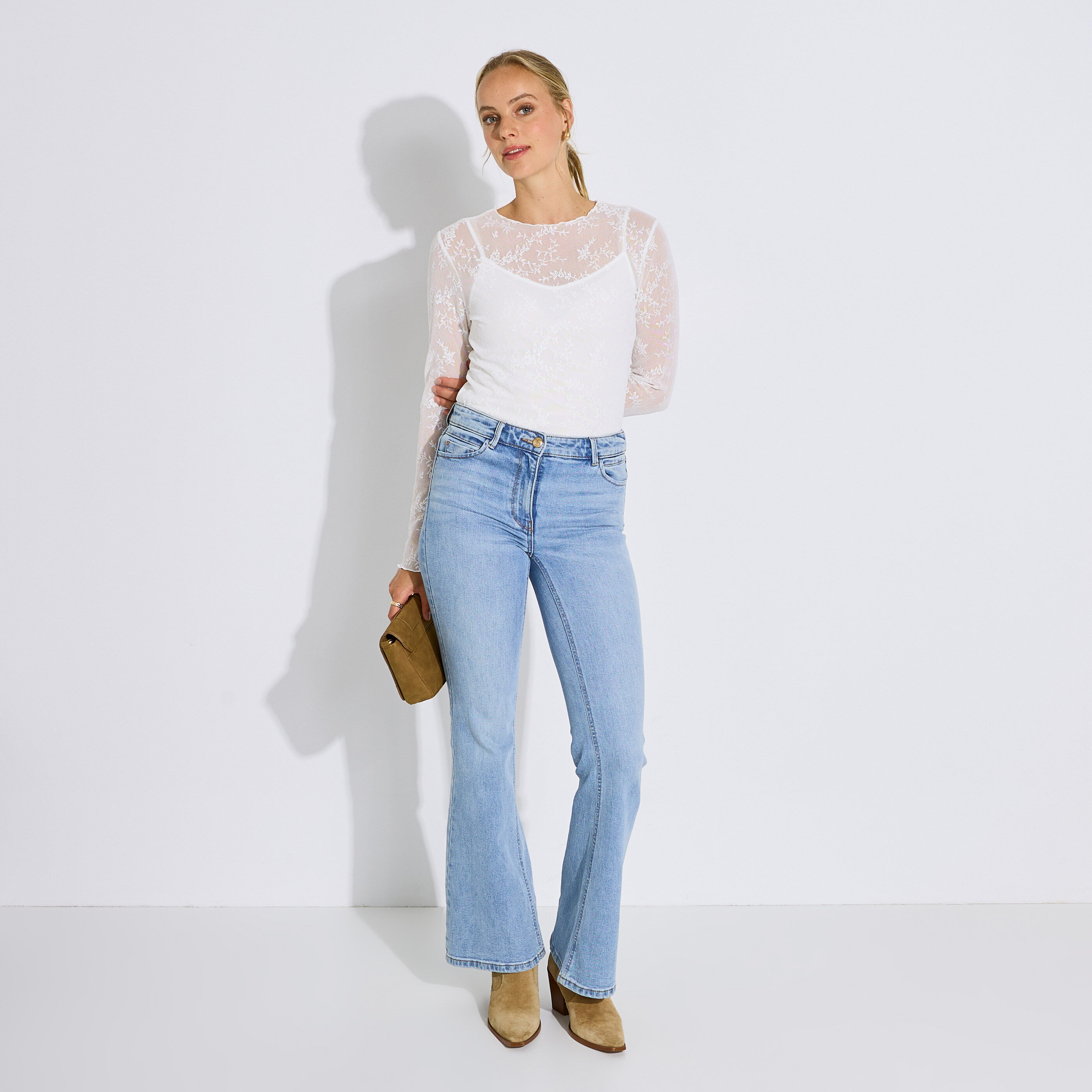 T-shirt effet superpos&eacute; femme