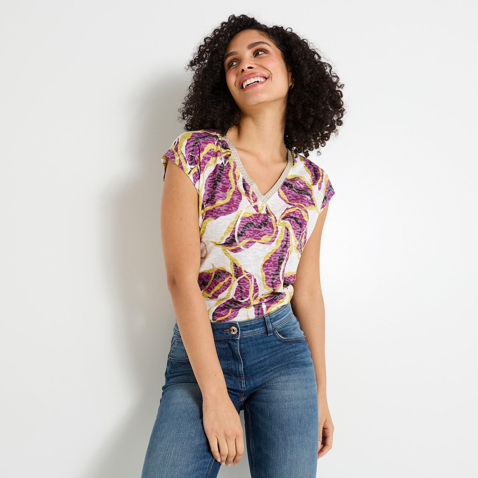 T-shirt col V femme