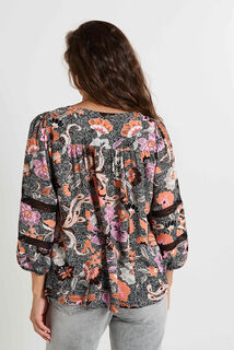Blouse col V imprimée femme