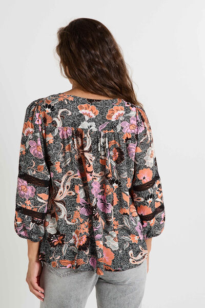 Blouse col V imprimée femme