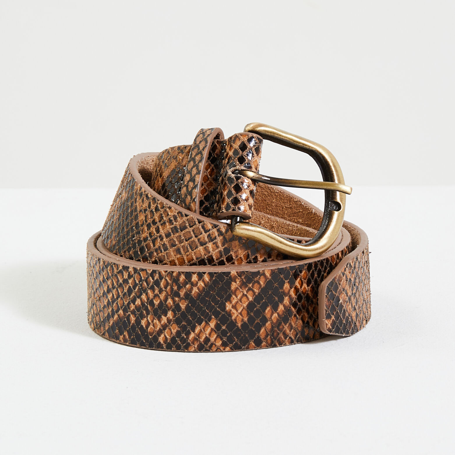 Ceinture cuir imprimé python femme
