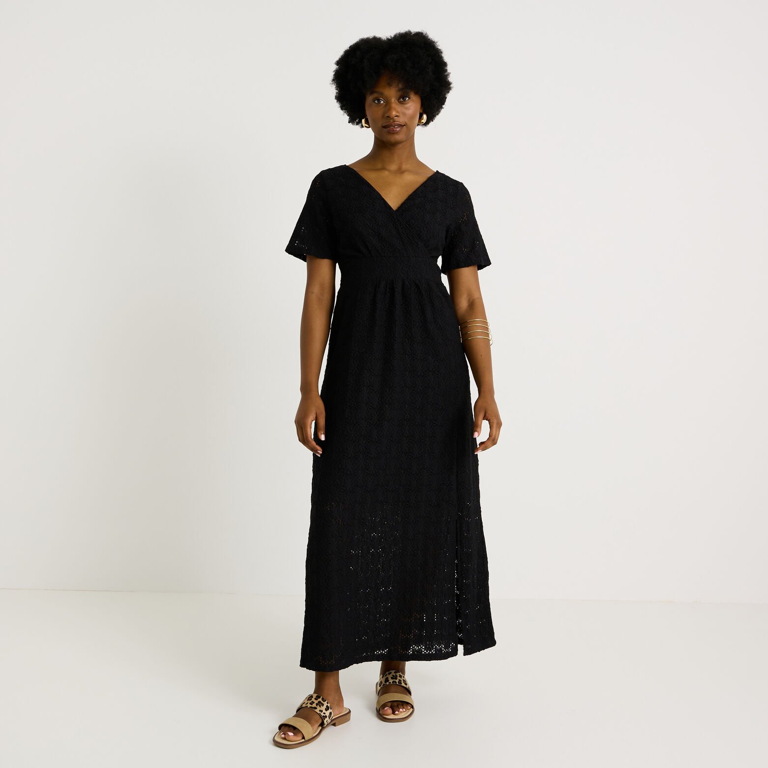 Robe longue texturée en maille