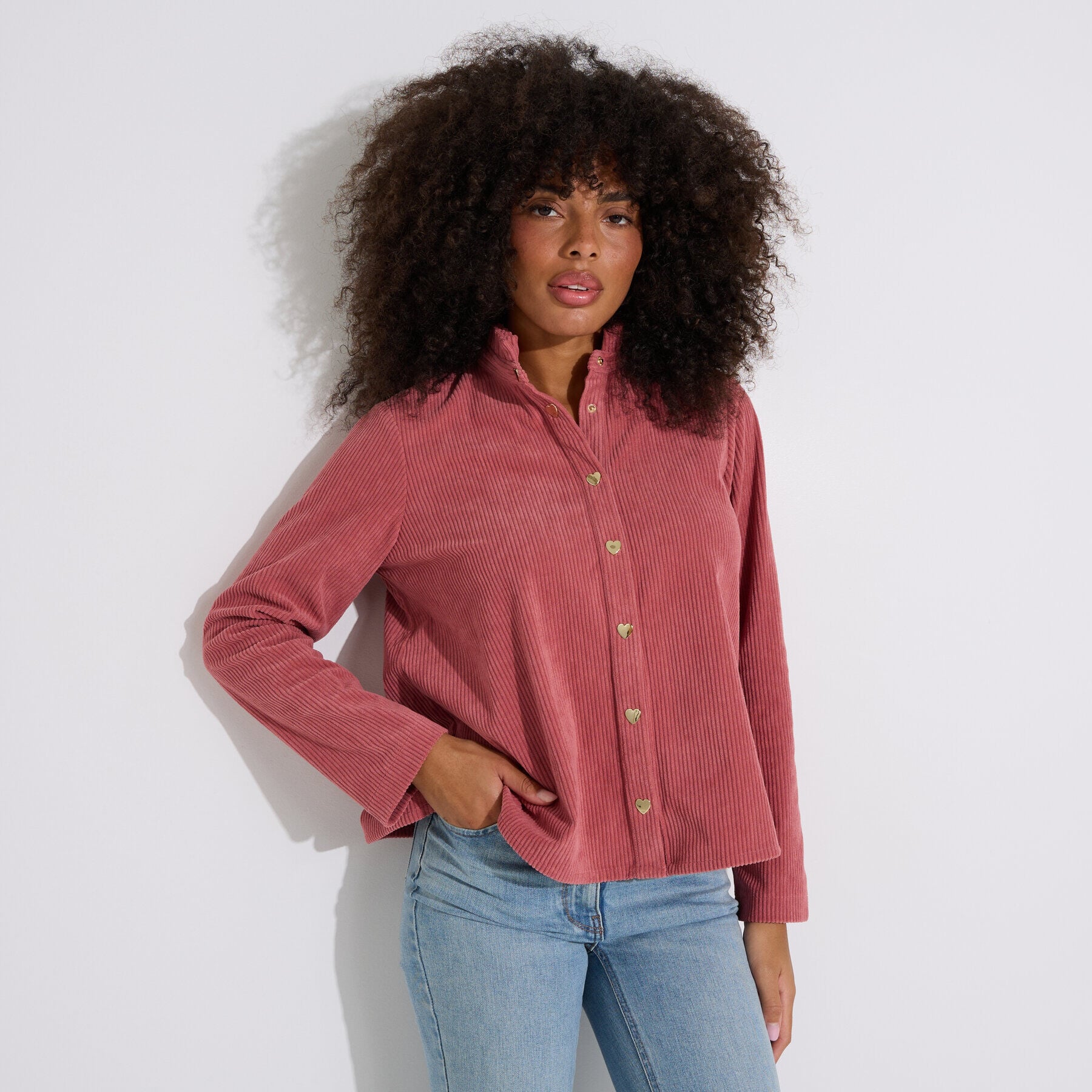 Surchemise velours pressions coeur femme