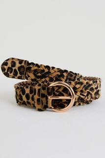 Ceinture tressée motif léopard femme