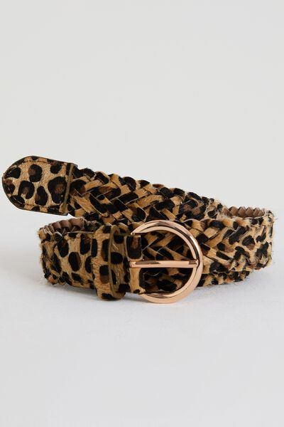 Ceinture tressée motif léopard femme