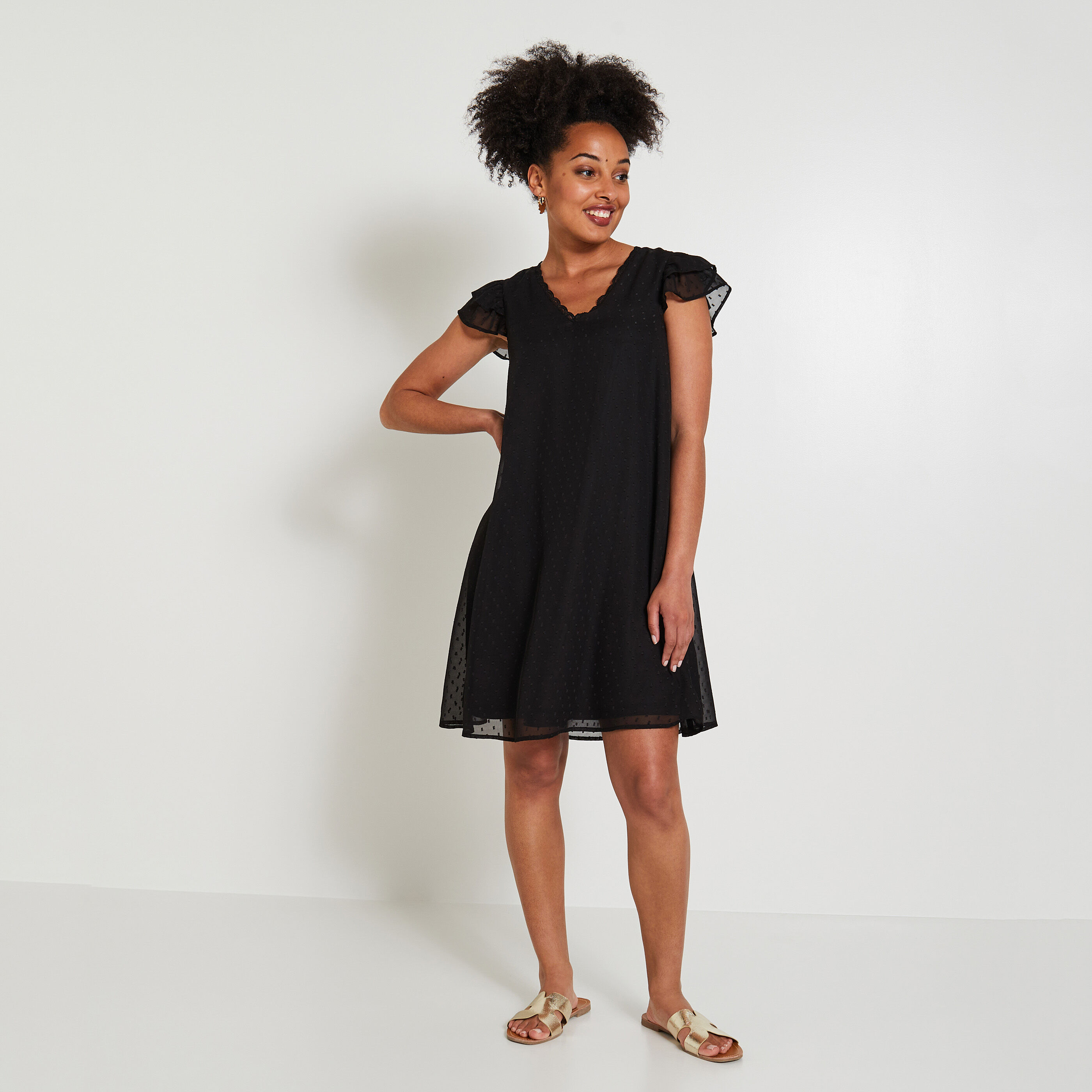 Robe noire plumetis cheap