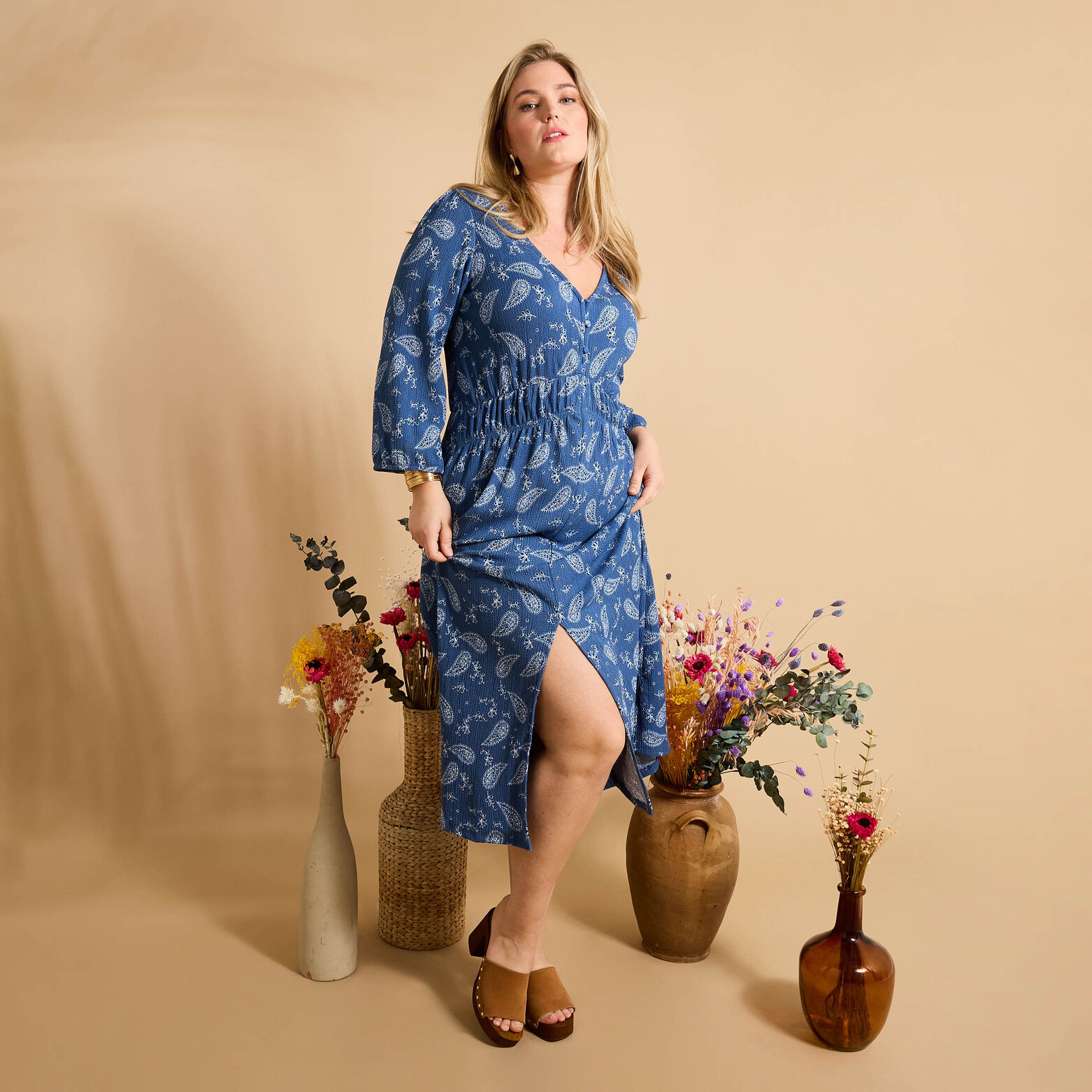 Robe en maille imprimée femme