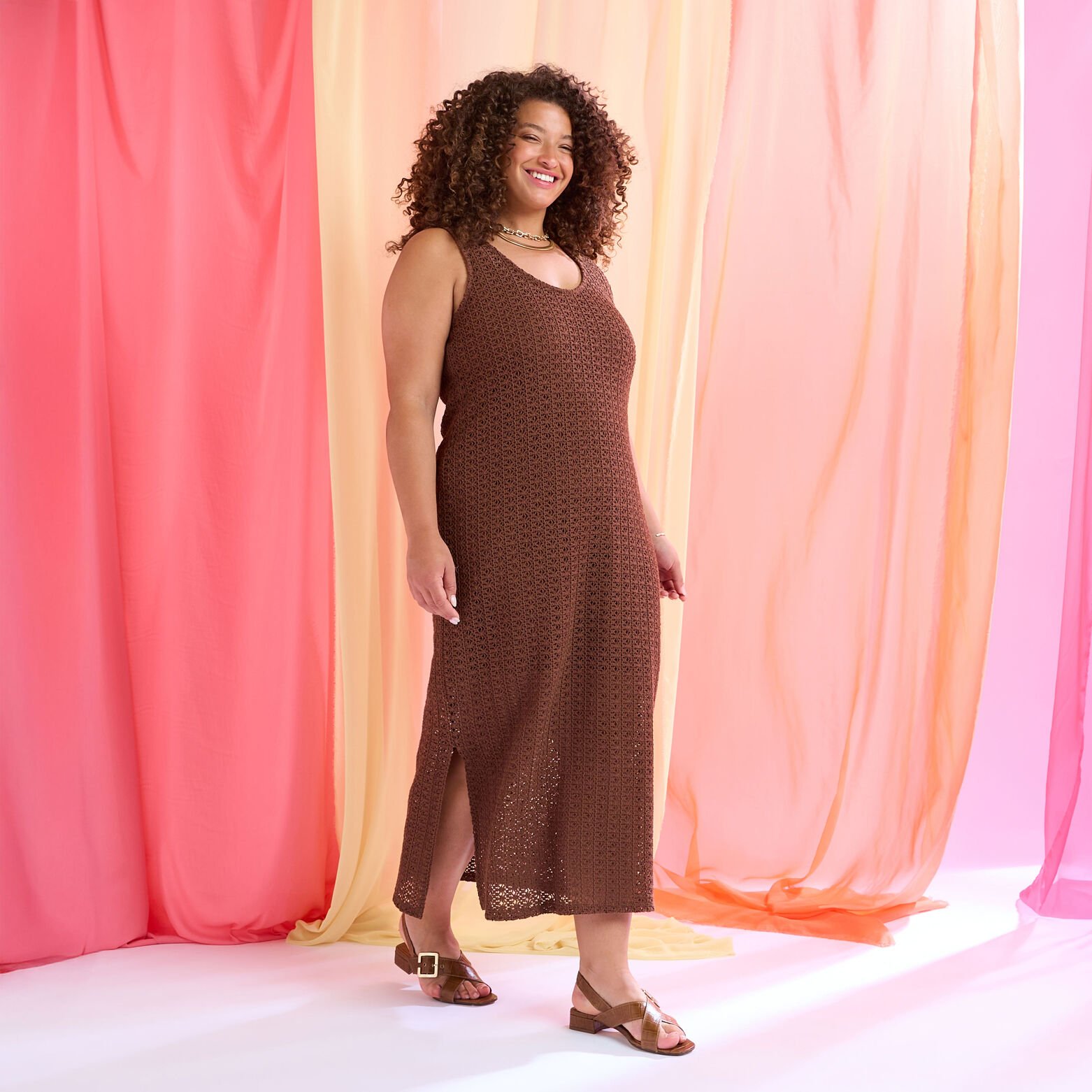 Robe longue en crochet femme
